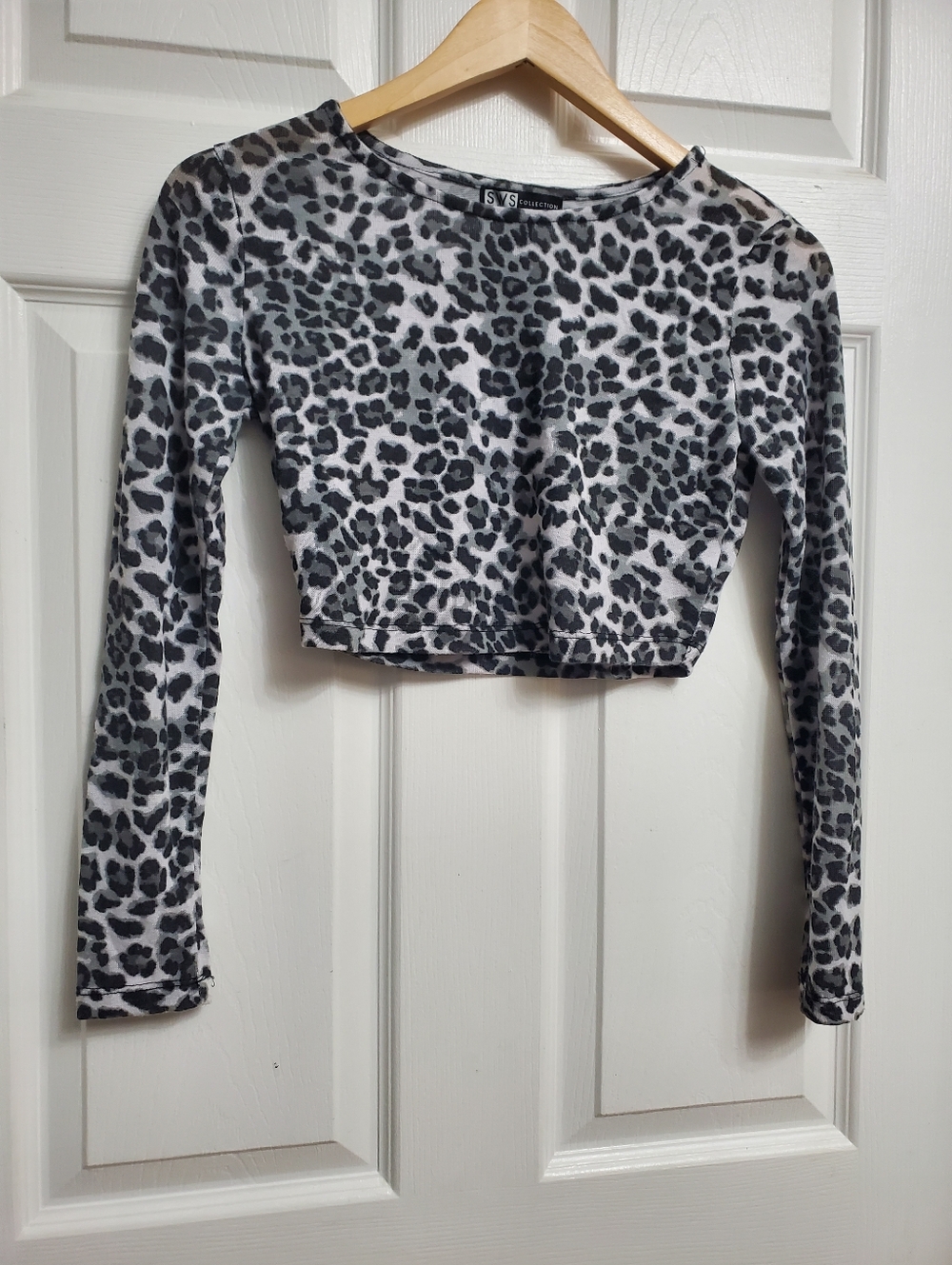 SWS Collection Grey Animal Print Cropped Top - Size S